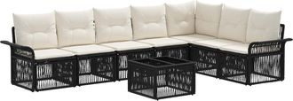vidaXL Conjunto De Sof&aacute;s De Jard&iacute;n 8 Uds. Negro Rat&aacute;n Sint&eacute;tico Vidaxl