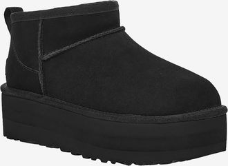 UGG Shearling-gef&uuml;tterte Wildlederstiefeletten Classic Ultra Mini Platform