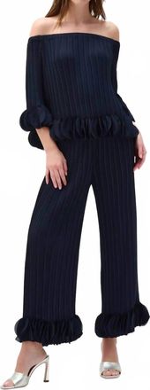 Joseph Ribkoff Lightweight Pleated Wide Leg Pants In Midnight Blue