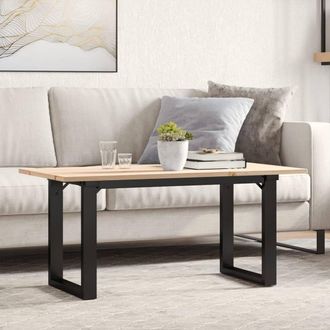 Berkfield Home Coffee Table O-Frame 100x50x45 cm Solid Wood Pine & Steel in Brown | Size: 100 x 50 x 45 cm