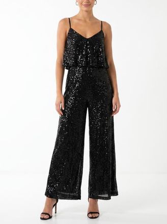 Rachel Roy Sequin Tara Ruffle Jumpsuit in Black at Nordstrom, Size Xx-Large