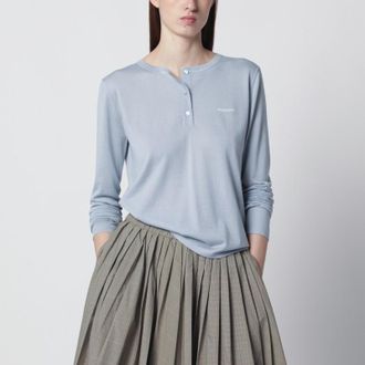 Miu Miu Sky-blue cashmere crew-neck sweater