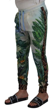 Dolce & Gabbana Mens Tropical Floral Silk Jogger White