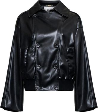 Silvian Heach Leren jas met klassieke kraag - Dames - Zomerjassen - Zwart - XS - Jassen
