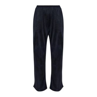 Ferragamo Wide Trousers, female, Blue, Size: XS Lurex Thread Trousers