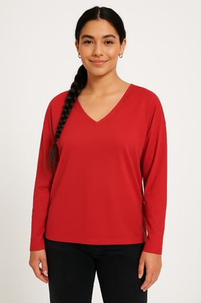 Only Strickpullover ONLY ONLAMALIO LIFE LS V-NECK KNT, Damen, Gr. XS, salsa, Strick, Obermaterial: 100% Polyester, unifarben, oversize, V-Ausschnitt, Pullo