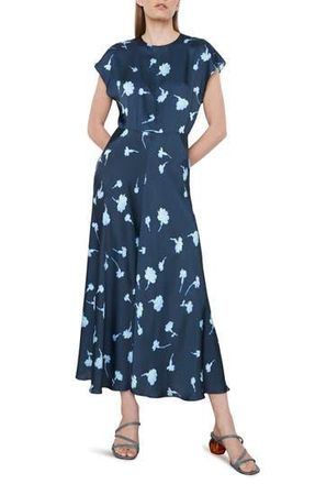 Vince Sea Carnation Floral Satin Midi Dress in Coastal at Nordstrom Rack, Size 10