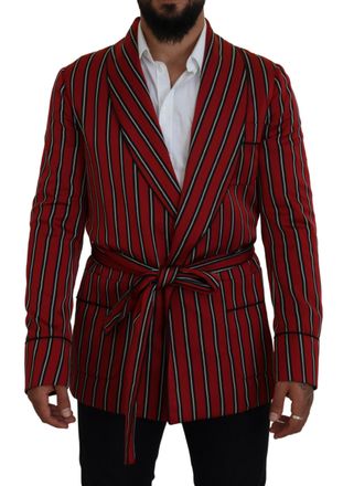 Dolce & Gabbana Mens Striped Shawl Collar Blazer - Brown Wool - Size EU 48 (Mens)