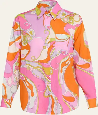 Pucci Orchidee Cotton Muslin Button-Down Shirt