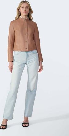 FURNIQ Amelia Leather Jacket in Mocha at Nordstrom, Size Xx-Large
