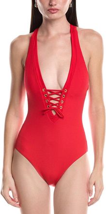 BECCA by Rebecca Virtue Becca By Rebecca Virtue Modern Edge Rib Lace-Up One-Piece