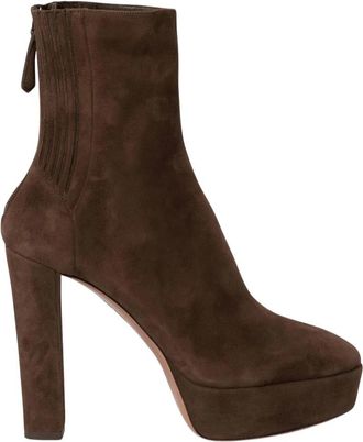Aquazzura Saint Honore Bootie Plateau 120 - Dames - Laarzen met Hak - Bruin - 40 1/2 EU - Su&egrave;de - Schoenen