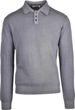 Wool & Co Grey Virgin Wool Knit Polo Shirt