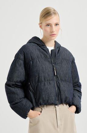 Brunello Cucinelli Denim-effect twill down jacket at Nordstrom, Size 36 It