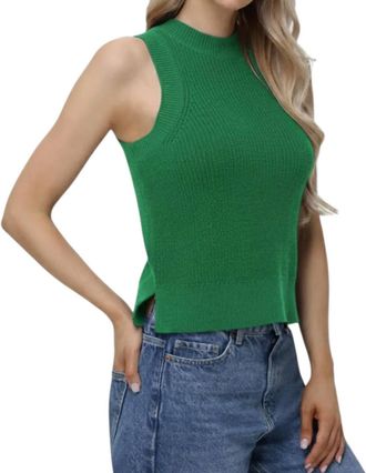 525 america Demi High Crew Neck Tank Top In Kelly Green