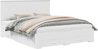 vidaXL Bed Frame with Headboard White 160 x 200 cm Engineered Wood vidaXL