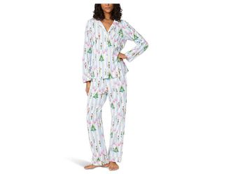 Bedhead Pajamas Long Sleeve Classic Cotton Knit Pajama Set Womens Pajama Sets Sugar Plum Stripe : LG (US 12-14), Cotton/Down