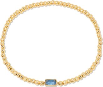 Brook & York Kylie Birthstone Beaded Stretch Bracelet in Gold - March at Nordstrom