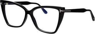 Tom Ford FT5844-B Injected Black Cat-Eye Eyeglasses - Black