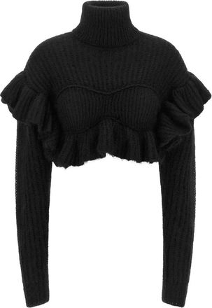 Elisabetta Franchi Truien & Vesten, Dames, Zwart, S, Cropped Bustier Trui