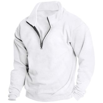 Generic Mens Quarter-Zip Sweatshirts 1/4 Zipper Fleece Pullover Casual Work Wear Sweatshirts Zip Neck Fleece Jumpers Top Loose Fit Long Sleeve Sweatshirts No 