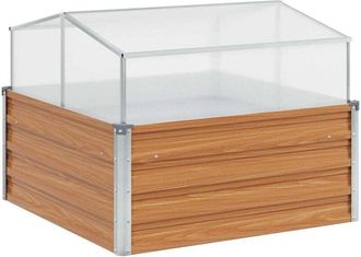 vidaXL Garden Planter with Greenhouse Light Brown 100 x 100 x 77 cm vidaXL