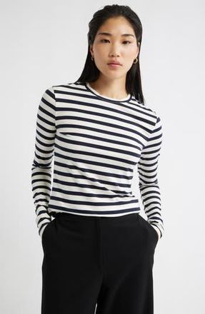 Nordstrom Long Sleeve Crewneck T-Shirt in Ivory- Navy Stripe at Nordstrom Rack, Size Xx-Large