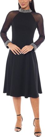 OLEG CASSINI Beaded Neck and Cuff Midi Dress