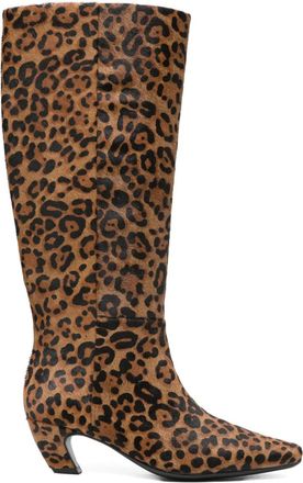 Marc Ellis Stivali al ginocchio con stampa animalier - Marrone