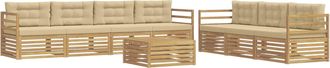 vidaXL Conjunto De Sof&aacute;s De Exterior 8 Uds. Y Beige Poli&eacute;ster Vidaxl