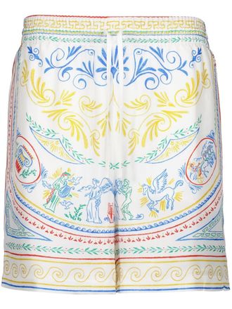 Casablanca Shorts La Déesse du Stade in seta - Bianco