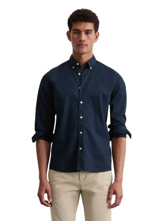 Marc O'Polo Langarmhemd MARC OPOLO, Herren, Gr. XL, N-Gr, blau (schwarz navy), Obermaterial: 100% Baumwolle, regular fit normal, Manschette, Hemden Langarmhemd, r