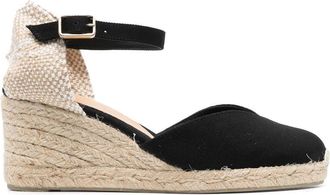 Castaner Chiarita wedge espadrilles - women - Fabric/Raffia/Calf Leather/Fabric/Rubber - 38 - Black