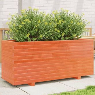 vidaXL Jardinera Madera Maciza De Pino Marr&oacute;n Cera 110x40x49,5 Cm Vidaxl