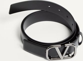 Valentino Garavani Cintura Vlogo Signature In Vitello 30 Mm Uomo NERO 085