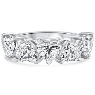 Pompeii3 3 3/4Ct Heart Shape Diamond Five Stone Wedding Ring 14k Gold Lab Grown