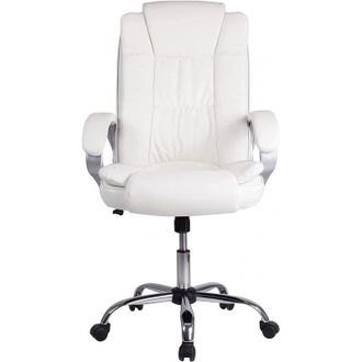 Romo Silla Oficina New York Con Reposabrazos, Altura Regulable Y Dise&ntilde;o Ergon&oacute;mico. Piel Sint&eacute;tica Blanca