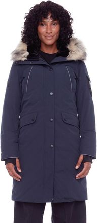 Alpine North LAURENTIAN - Vegan Down Long Parka Winter with Faux Fur Hood in Navy at Nordstrom, Size X-Large