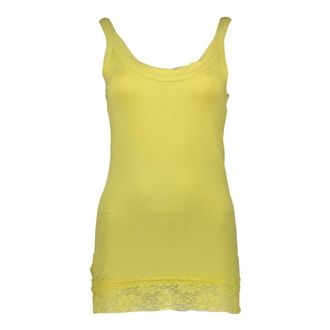 Silvian Heach Elegante gele kanten tanktop - Dames - Tops zonder mouwen - Geel - XS - Katoen - Tops