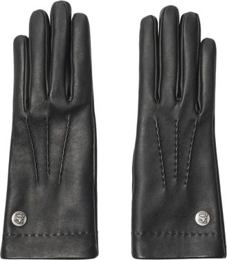 Burberry equestrian-knight stud gloves - women - Silk/Cashmere/Lamb Skin - 6.5 - Black