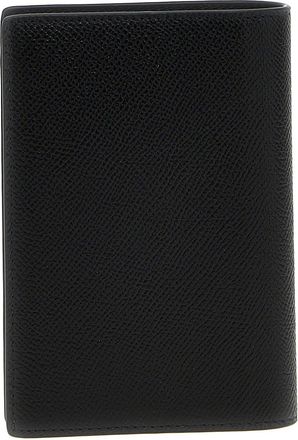 Balenciaga Logo-Print Leather Passport Holder - Black