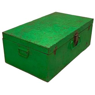 Wanderlust Deco Maleta De Metal Acabado Artesanal Verde 67x37x25h Cm