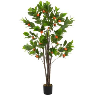 ML Design Ml-design Naranjo Artificial 130 Cm, Planta Decorativa Interior/exterior En Maceta &Aacute;rbol Grande Realista Ornamental Con Frutos Naranjas De Pl&aacute;stico Pa