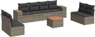 vidaXL Set De Muebles De Jard&iacute;n 9 Pzas Y Cojines Rat&aacute;n Sint&eacute;tico Gris Vidaxl
