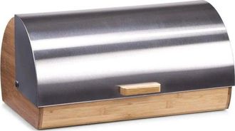 ZELLER Cesta Para Pan Bamb&uacute; Acero Inoxidable 39x26 Cm