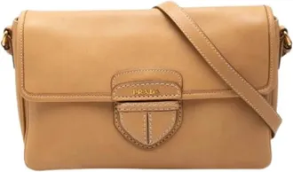 Prada Pre-owned Crossbody Bag - Dames - Vintage Schoudertas - Beige - ONE Size - Leer - Vintage
