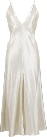 Forte_Forte Music lurex jacquard dress V-neck dress - women - Viscose/Cotton/Metallized Polyester - I - Silver