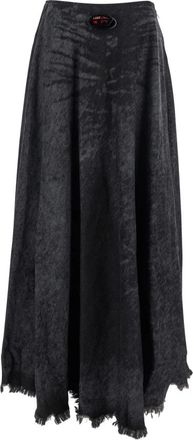 Diesel Grijze Rok met Ovaal D-Logo - Dames - Maxi Rokken - Grijs - W28 - Katoen - Rokken