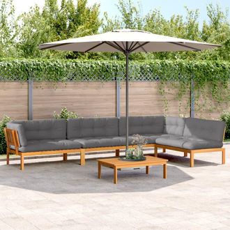 vidaXL Set De Sof&aacute;s De Palets De Jard&iacute;n Y Cojines 5 Pzas Madera Acacia Vidaxl