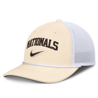 Nike Washington Nationals Rise Nike Mens Dri-FIT MLB Trucker Adjustable Hat in White | NB640HNAWTL-USE